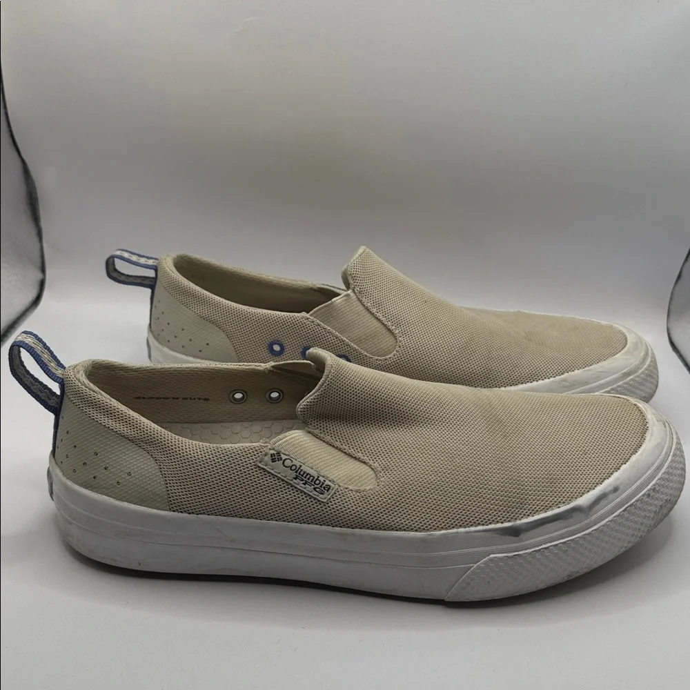 Columbia PFG Distant Water Slip-On Shoes Beige Mesh Boat Shoes Women’s Size 7.5